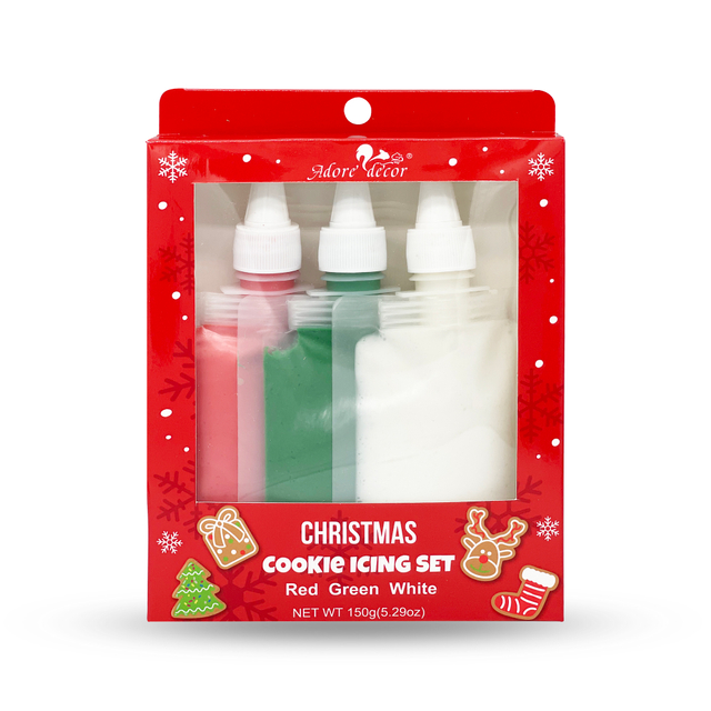 Christmas Cookie Icing Set Pula Berde Puting Dekorasyon Mga Edible Sprinkles